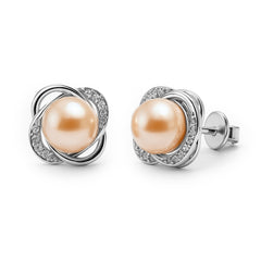 Broquel Flor con Madre Perla Plata .925 con Rodio