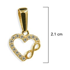 Dije Silueta de Corazón con Micro Circonias e Infinito Liso Oro 10K