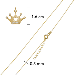 Collar Corona con Micro Circonias Oro 10K