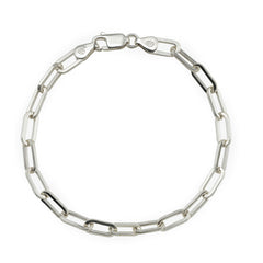 Pulsera Paper Clip Eslabon Grueso Liso Plata .925