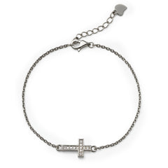 Pulsera con Cruz y Micro Circonias Plata .925 con Rodio