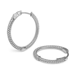 17 Arracada Circular con Circonias con Broche Tipo Huggie de 2.5cm Plata .925 con Rodio