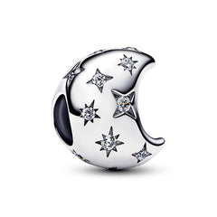 Charm Inspirado Pan 1:1 Luna con Circonias, Plata .925