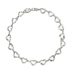 Pulsera Silueta de Corazones 6mm Diamantados Zig Zag Plata .925