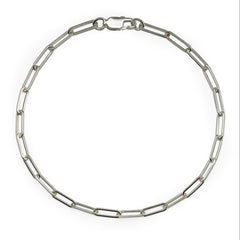 Pulsera Paper Clip Eslabon .7mm Liso Plata .