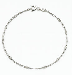 Pulsera Paper Clip con Estabon Serpentina Diamantada Plata .925