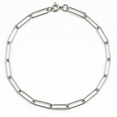 Pulsera Paper Clip Dimantada con Eslabon de 1 cm Plata .925