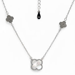 Collar Flores Inspirado Van C Piedras Naturales con Circonias Plata .925 con Rodio