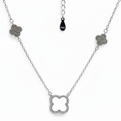 Collar Flores Inspirado Van C Piedras Naturales con Circonias Plata .925 con Rodio