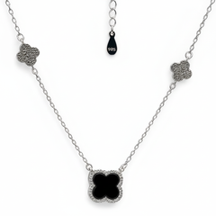 Collar Flores Inspirado Van C Piedras Naturales con Circonias Plata .925 con Rodio