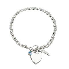 Pulsera Swarovski con Dijes de Ala y corazón Plata .925