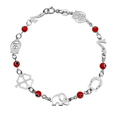 Pulsera con Dijes de la Suerte con Ojo Turco Rojo Plata .925