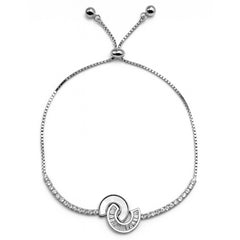 Pulsera Ajustable Inspirado CC Madre Perla con Circonias Plata .925 con Rodio