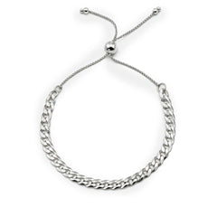 Pulsera Ajustable Cubana Diamantada Plata .925