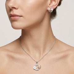 Juego Flor Perla Natural con Circonias Plata .925