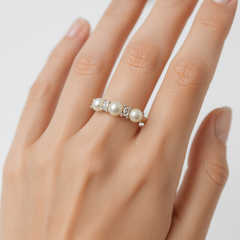 Anillo Perla Natural Plata .925 con Rodio