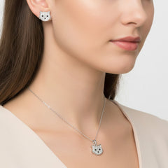 Juego Gato con Micro Circonias Plata .925 con Rodio