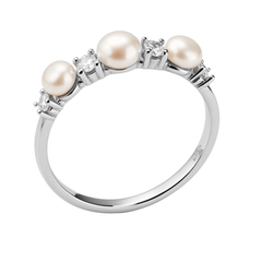 Anillo Perla Natural Plata .925 Con Baño De Rodio