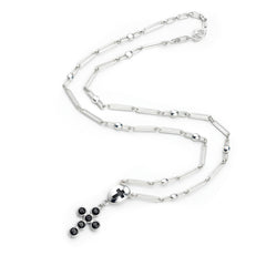Rosario Cruz con Circonias Negras, Plata .925