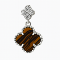 Dije Flor Inspirado Van C Grande Piedras Naturales con Micro Circonias Plata .925 con Rodio