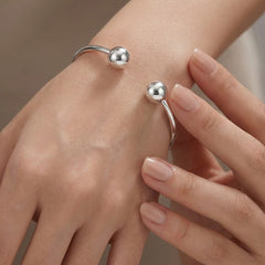 Brazalete Doble Bola Plata .925