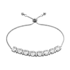 Pulsera Ajustable Multi Circonias y Micro Circonias Plata .925 con Rodio