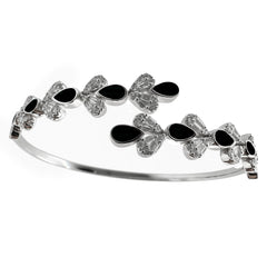 Brazalete Hojas con Piedras Naturales y Circonias Plata .925 con Rodio