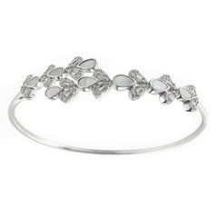 Brazalete Hojas con Piedras Naturales y Circonias Plata .925 con Rodio