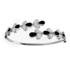 Brazalete Hojas con Piedras Naturales y Circonias Plata .925 con Rodio