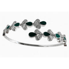 Brazalete Hojas con Piedras Naturales y Circonias Plata .925 con Rodio