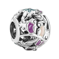 Charm Inspirado Pan 1:1 Esfera Hojas con Aves Plata .925