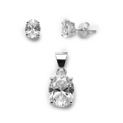 Juego Circonia Ovalada Plata .925