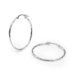 21 Arracada Tubo Diamantada Delgada de 3cm Plata .925