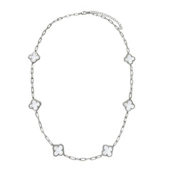 Collar Flores Inspirado Van C Piedras Naturales con Cadena Plaper Clip Plata .925 con Rodio