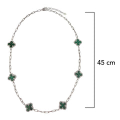 Collar Flores Inspirado Van C Piedras Naturales con Cadena Plaper Clip Plata .925 con Rodio