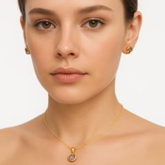 Juego Circonia Biselada Plata .925 con Baño de Oro