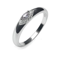 Anillo Circonia Semilla con Micro Circonias Plata .925 con Rodio