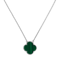 Collar Flor Inspirado Van C Piedras Naturales Plata .925 con Rodio