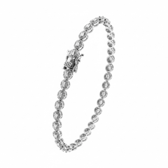 Pulsera Circonias Baguette con Micro Circonias Plata .925 con Rodio