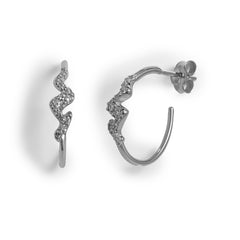 Arracada Zigzag con Circonias Plata .925 con Rodio