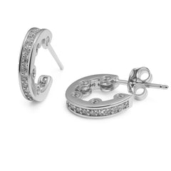 24 Arracada Chica Inspirada Cartier de 1 cm Circonias Plata .925 con Rodio