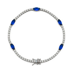 Pulsera Circonia Azul con Circonias Plata .925