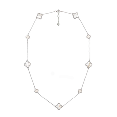 Collar Flores Inspirado Van C Largo Piedras Naturales Plata .925 con Rodio