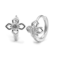 Huggies Flor con Circonia al Centro Plata .925