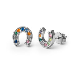 Broquel Herradura con Circonias Multicolor Plata .925 con Rodio