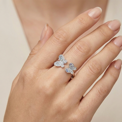 Anillo Doble Mariposa con Cristales Plata .925