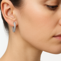 Arracada Ancha con Micro Circonias 2.5 cmPlata .925