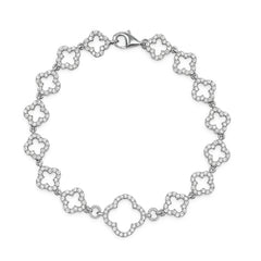 Pulsera Flor Inspirada Van C con Micro Circonias Plata .925 con Rodio