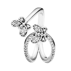 Anillo Inspirado Pan 1.1 Doble Mariposa con Circonias Plata .925