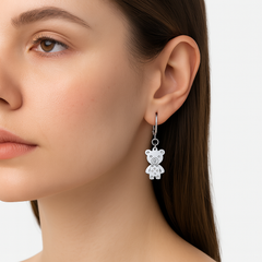 Arete Mediano de Oso Liso Plata .925